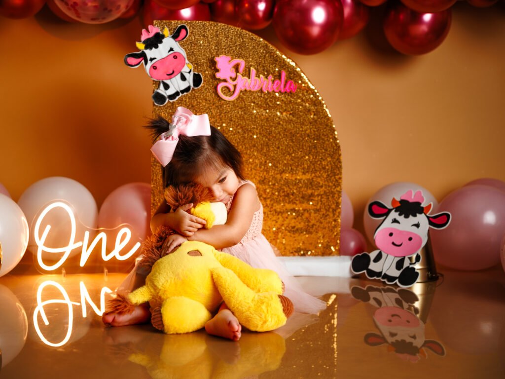 Pink Cowboy Cake Smash Photographer Indianapolis girl first birthday